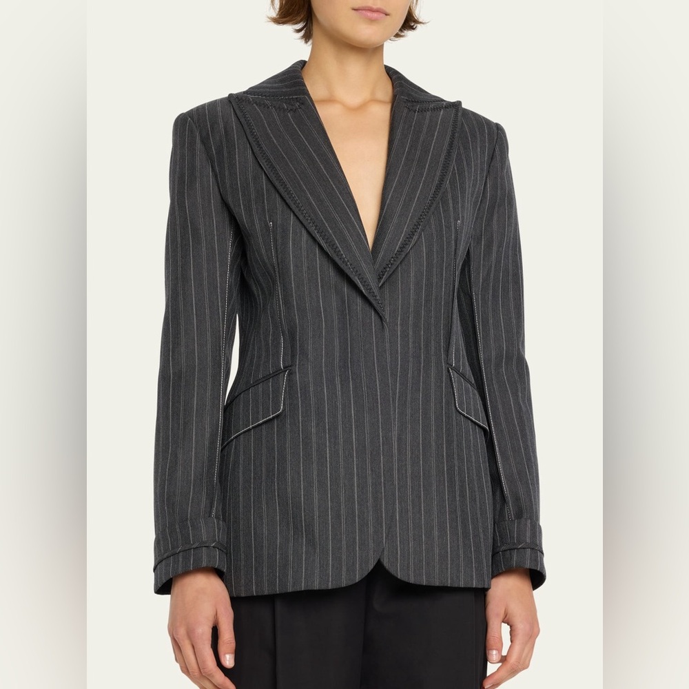 SIMKHAI "Gamela" pinstripe suiting blazer - Size 10